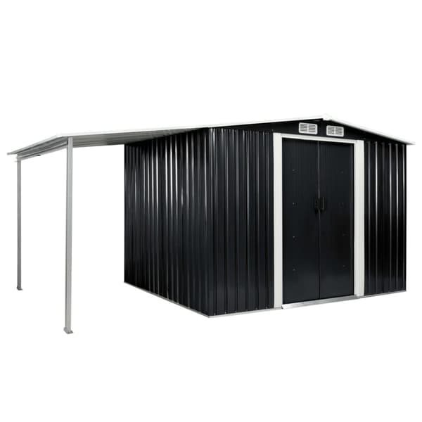 vidaXL haveskur med skydedøre 386 x 205 x 178 cm stål antracitgrå