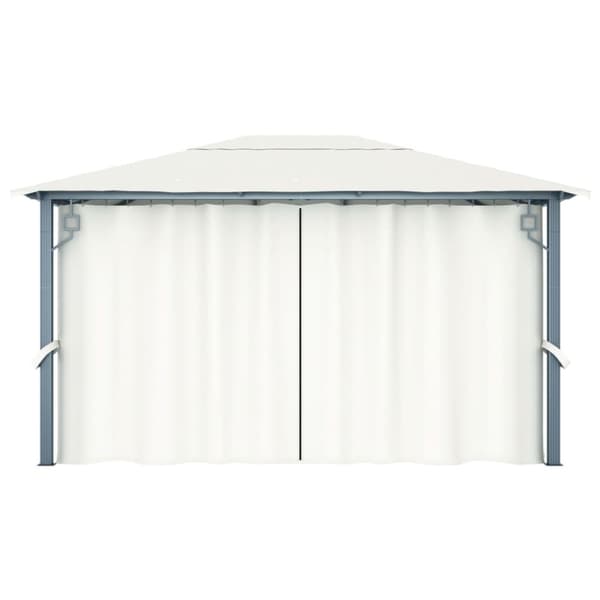 vidaXL havepavillon med gardin 400x300 cm aluminium cremefarvet