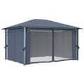 Miniatyrbillede 3 af 10: vidaXL havepavillon med gardin 400x300 cm aluminium antracitgrå