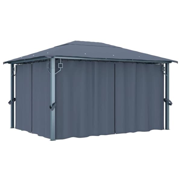 vidaXL havepavillon med gardin 400x300 cm aluminium antracitgrå