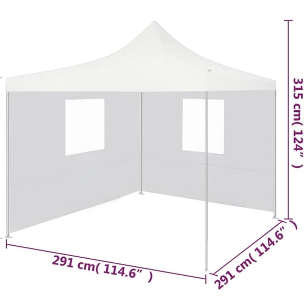 vidaXL foldbart festtelt med 2 sidevægge 3 x 3 m stål hvid