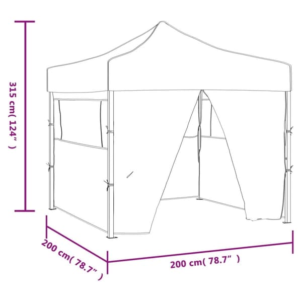 vidaXL foldbart festtelt med 4 sidevægge 2 x 2 m stål blå