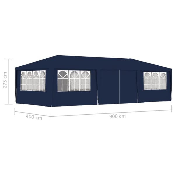 vidaXL festtelt med sidevægge 4x9 m 90 g/m² blå