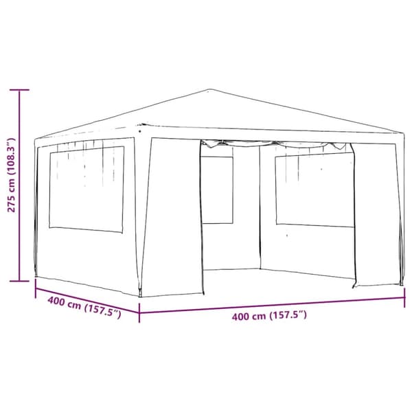 vidaXL Professionellt partytält med väggar 4x4 m antracit 90 g/m²