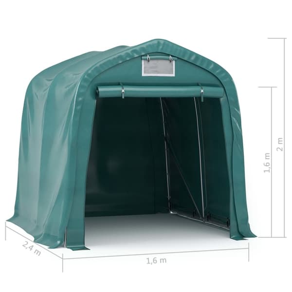 vidaXL Garasjetelt PVC 1,6x2,4 m grønn