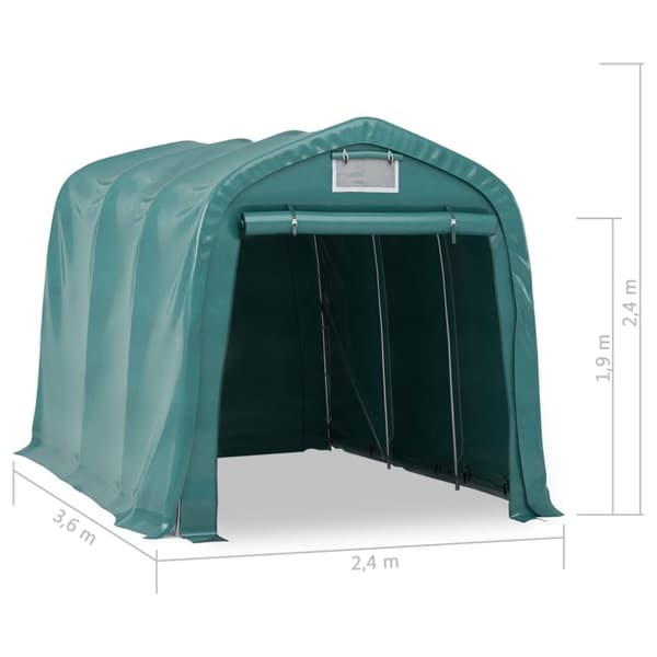 vidaXL garagetelt 2,4x3,6 m PVC grøn