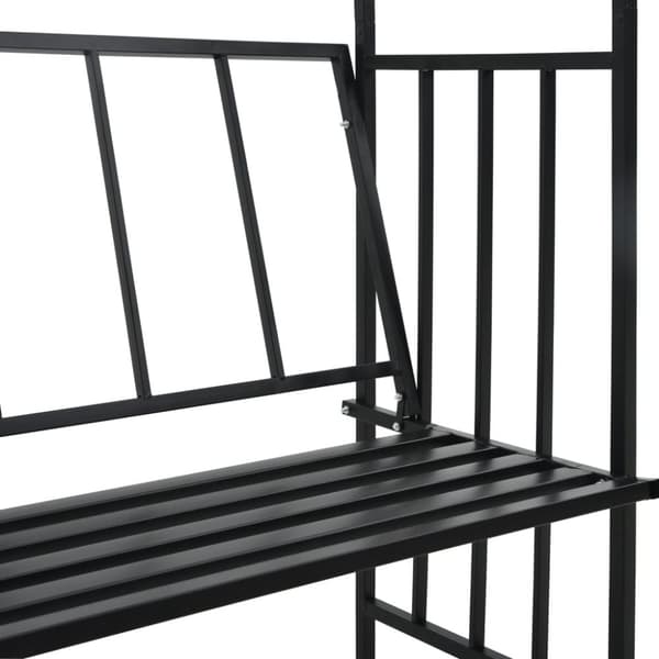 vidaXL Hagebue med benk svart 128x50x207 cm jern