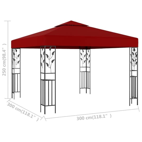 vidaXL Paviljong 3x3 m vinrød