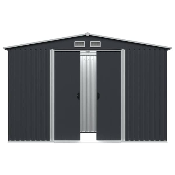 vidaXL opbevaringsskur til haven 257x205x178 cm stål antracitgrå
