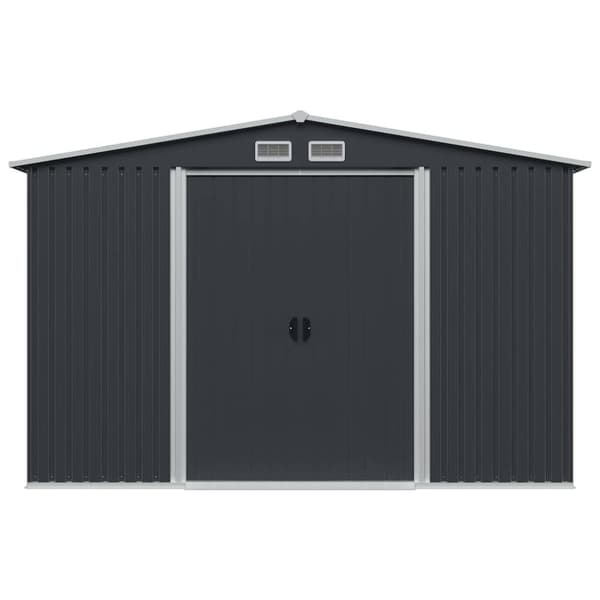 vidaXL opbevaringsskur til haven 257x205x178 cm stål antracitgrå