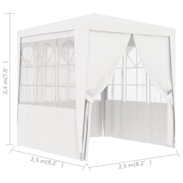 vidaXL festtelt med sidevægge 2,5x2,5 m 90 g/m² hvid