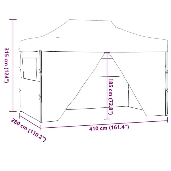 vidaXL Kokoontaittuva juhlateltta 4 sivuseinää 3x4 m teräs sininen