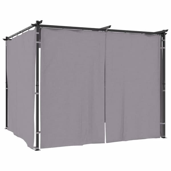 vidaXL pavillon med gardiner 3x3 m stål antracitgrå