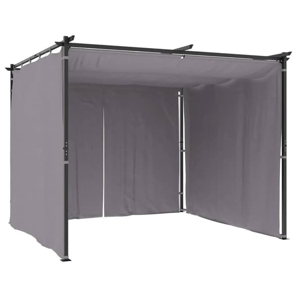 vidaXL pavillon med gardiner 3x3 m stål antracitgrå