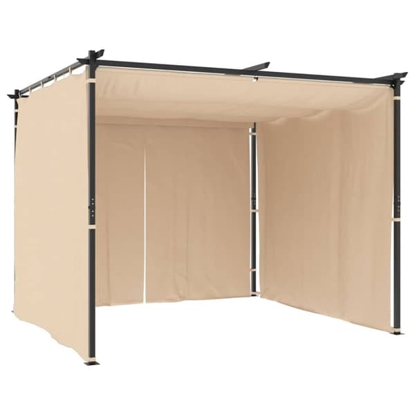 vidaXL pavillon med gardiner 3x3 m stål cremefarvet