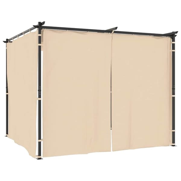 vidaXL pavillon med gardiner 3x3 m stål cremefarvet