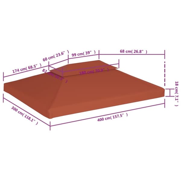 vidaXL Dobbel toppduk til paviljong 310 g/m² 4x3 m terrakotta