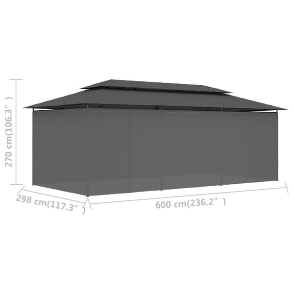 vidaXL Paviljong med gardiner 600x298x270 cm antrasitt