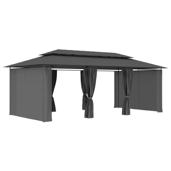 vidaXL Paviljong med gardiner 600x298x270 cm antrasitt