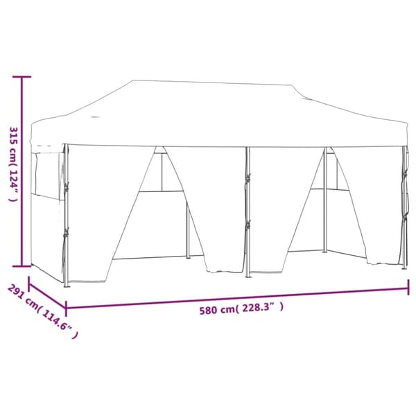 vidaXL foldbart festtelt med 4 sidevægge 3 x 6 m stål hvid