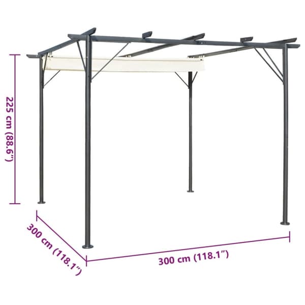 vidaXL Pergola med indragbart tak gräddvit 3x3 m stål