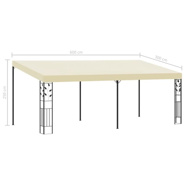 vidaXL vægmonteret pavillon 6x3x2,5 m cremefarvet