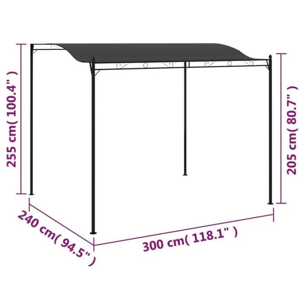 vidaXL Aurinkokatos 3x2,4 m antrasiitti