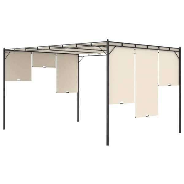 vidaXL Trädgårdspaviljong med draperier 4x3x2,25 m gräddvit
