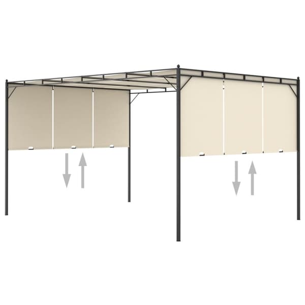 vidaXL Trädgårdspaviljong med draperier 4x3x2,25 m gräddvit