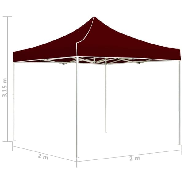 vidaXL foldbart festtelt 2 x 2 m aluminium bordeaux