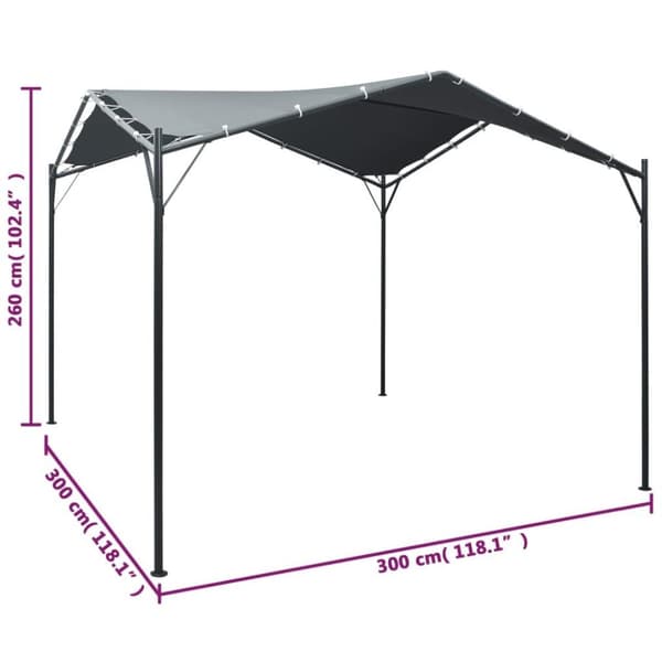 vidaXL Paviljonki/juhlateltta 3x3 m teräs antrasiitti