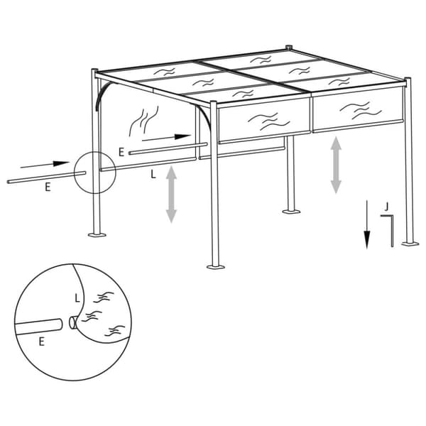 vidaXL Pergola med justerbart tak kremhvit 3x3 m stål