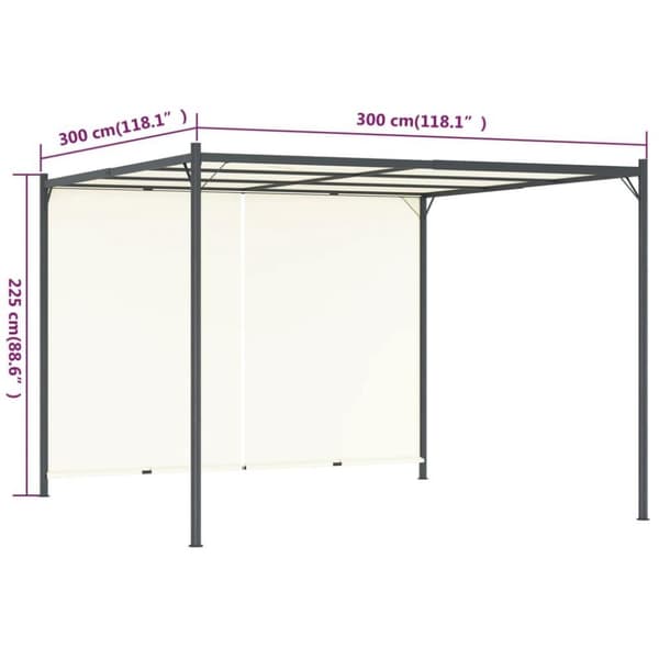 vidaXL Pergola med justerbart tak kremhvit 3x3 m stål