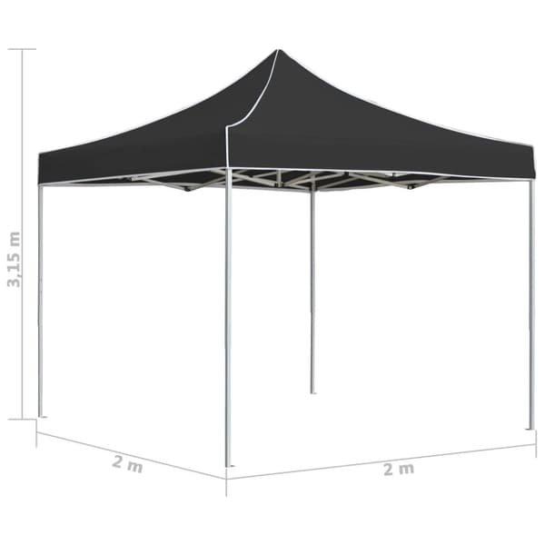 vidaXL foldbart festtelt aluminium 2 x 2 m antracitgrå