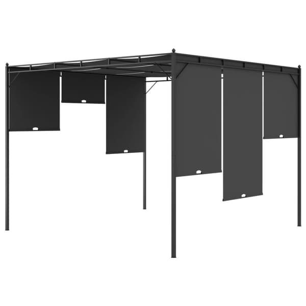 vidaXL havepavillon med gardin 3x3x2,25m antracitgrå