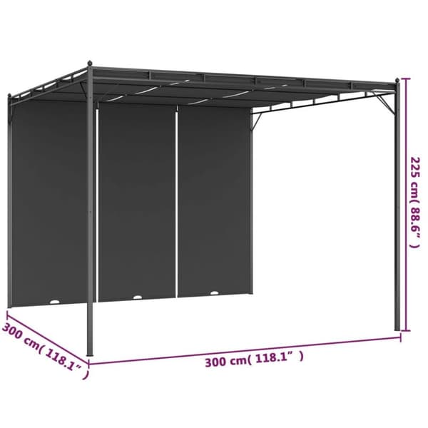vidaXL havepavillon med gardin 3x3x2,25m antracitgrå