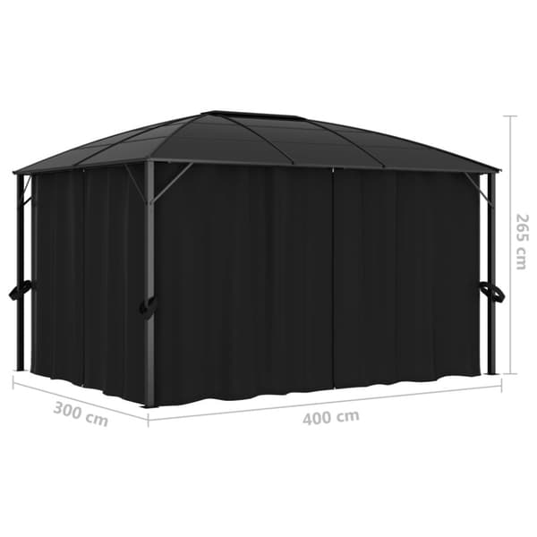 vidaXL Huvimaja verhoilla 400x300x265 cm antrasiitti