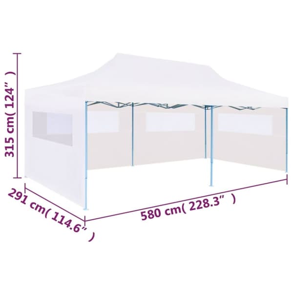 vidaXL foldbart pop-op-festtelt med sidevægge 3 x 6 m stål hvid