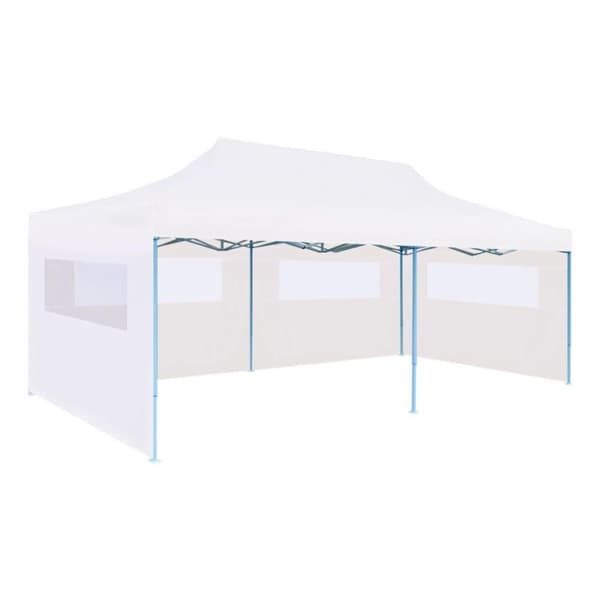 vidaXL foldbart pop-op-festtelt med sidevægge 3 x 6 m stål hvid