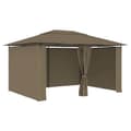 Miniatyrbillede 2 af 9: vidaXL havetelt med gardiner 4x3 m 180 g/m² gråbrun