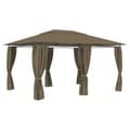 Miniatyrbillede 1 af 9: vidaXL havetelt med gardiner 4x3 m 180 g/m² gråbrun