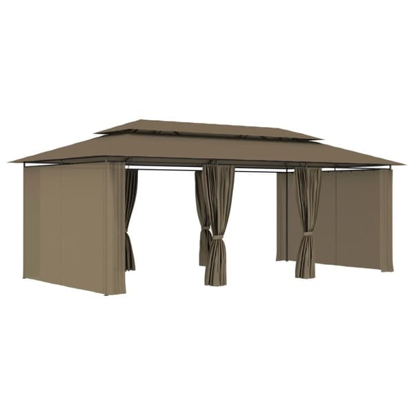 vidaXL Paviljong med draperier 600x298x270 cm taupe 180 g/m²