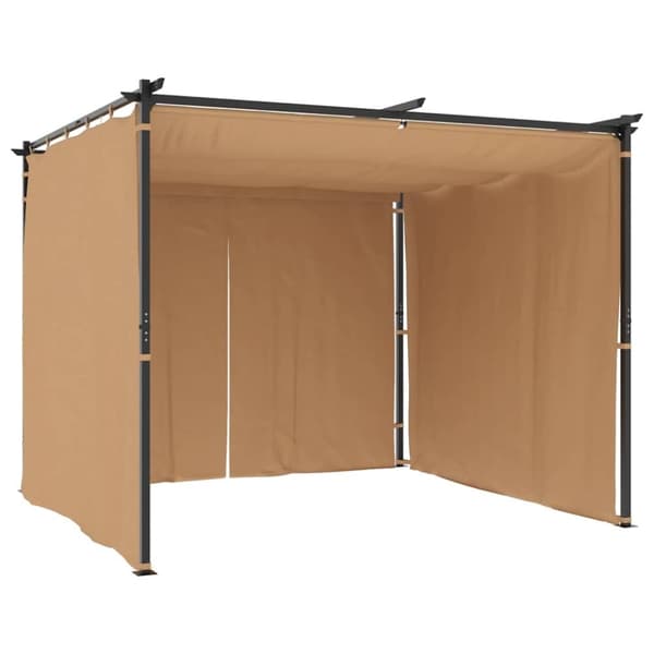 vidaXL pavillon med gardiner 3x3 m stål gråbrun
