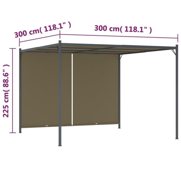 vidaXL Hagepergola med uttrekkbart tak 3x3 m gråbrun 180 g/m²