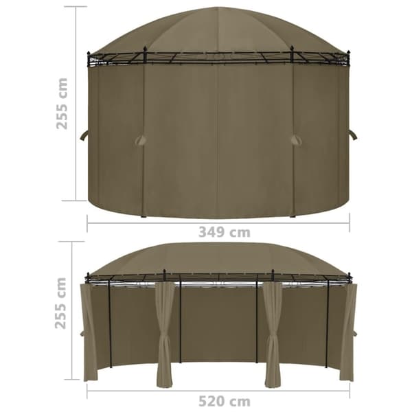 vidaXL Huvimaja verhoilla 520x349x255 cm harmaanruskea 180 g/m²