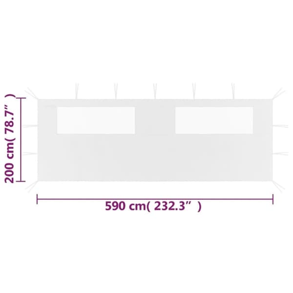vidaXL Sidevegg til paviljong med vinduer 6x2 m hvit