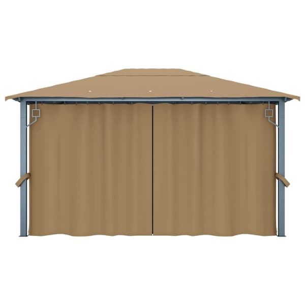 vidaXL pavillon med gardin 400x300 cm aluminium gråbrun