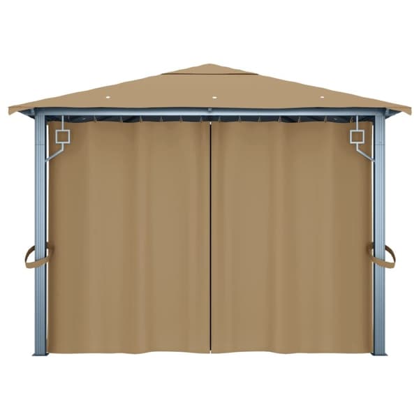 vidaXL pavillon med gardin 400x300 cm aluminium gråbrun