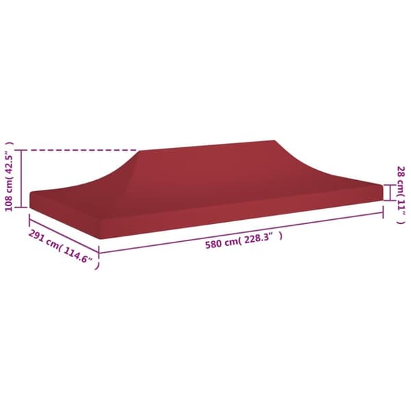 vidaXL Teltduk for festtelt 6x3 m burgunder 270 g/m²