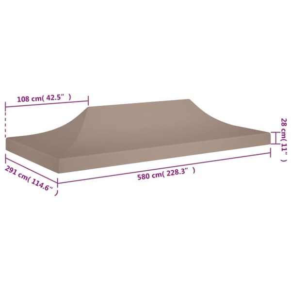 vidaXL Tak till partytält 6x3 m taupe 270 g/m²